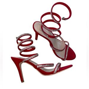 Windsor Kairi Red Rhinestone Spiral Heels | Size 7
